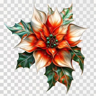 Christmas Weading Flower in the style of masonry construction, white background,in the style of organic sculpting, vibrant Christmas colors and motifs, 3d, airbrush, hd, relief sculpture--ar