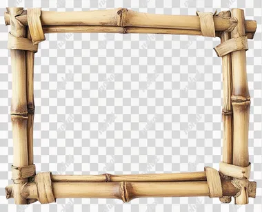 Empty horizontal bamboo frame isolated on white background