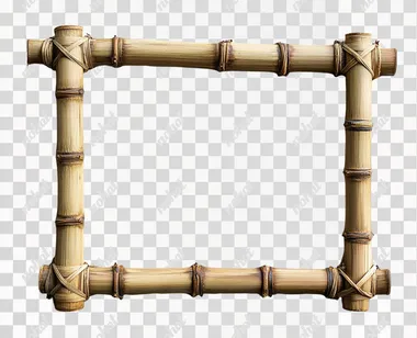 Empty horizontal bamboo frame isolated on white background