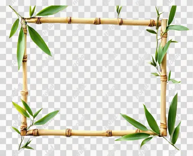 Empty horizontal bamboo frame isolated on white background