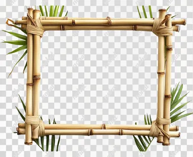 Empty horizontal bamboo frame isolated on white background