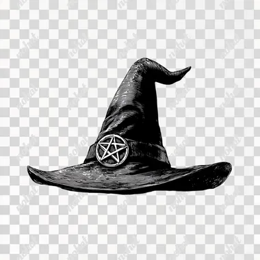 Simple clipart of witch hat with pentagram buckle on front pointy tip very simple