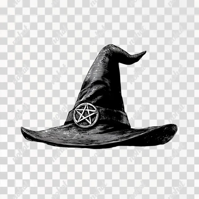 PNG Simple Witch Hat Clipart with Pentagram Buckle