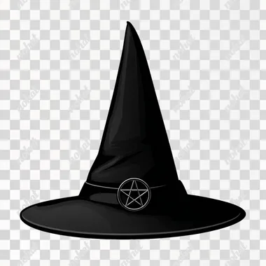 Simple clipart of witch hat with pentagram buckle on front pointy tip very simple