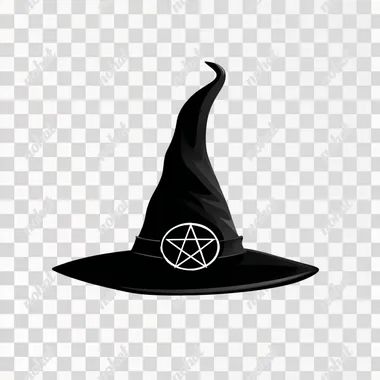Simple clipart of witch hat with pentagram buckle on front pointy tip very simple