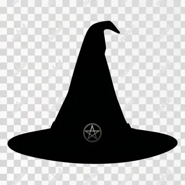 Simple clipart of witch hat with pentagram buckle on front pointy tip very simple