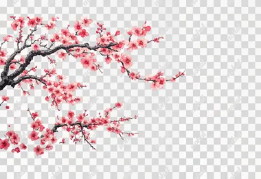 isolate chinese peach blossom branches for corner vector-style