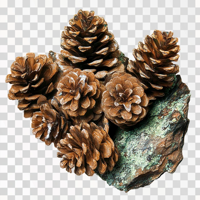 Brown pine cone on white background with clipping pass