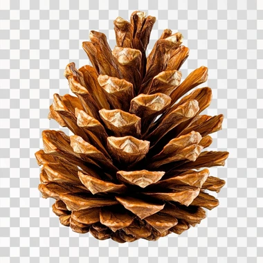 Brown pine cone on white background with clipping pass