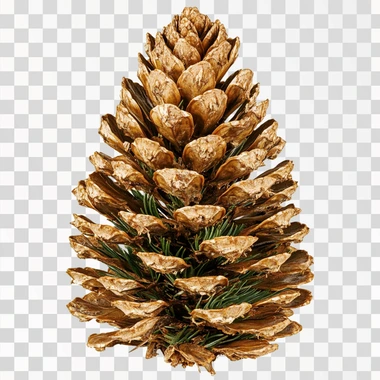 Brown pine cone on white background with clipping pass
