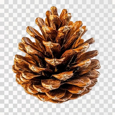 Brown pine cone on white background with clipping pass
