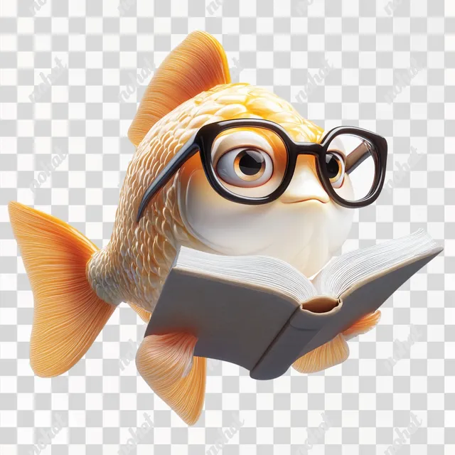 Curious Fish: A Scholar with Glasses and a Science Book