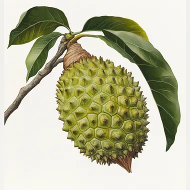 botanical illustration of a guanabana soursop