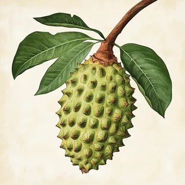 botanical illustration of a guanabana soursop