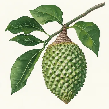 botanical illustration of a guanabana soursop