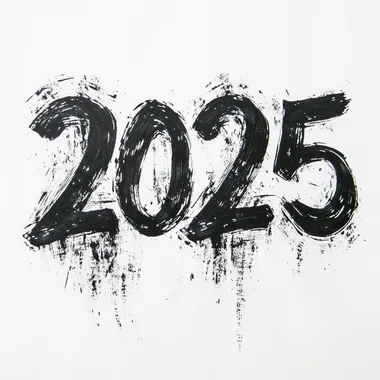 Caligraphic inscription "2025" black on white background