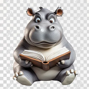 The hippo is designed as a cute cartoon character with a plump body and rich expression. The hippo sits with his legs crossed or tucked in. Reading action: The hippo is holding an open book with its front legs (hands) and looking at the pages intently. The hippo's expression is focused and curious, showing interest in the book's contents. Book: The book can be designed to be slightly larger than the hippo's face to emphasize the reading theme. The statue is mainly made of resin, and the surface of the statue is smooth without wrinkles and pores, and well made. The hippopotamus is painted in soft colors to make it more warm and lovely.