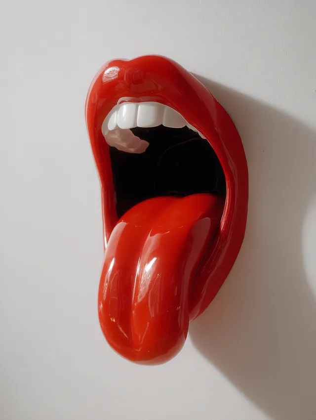 Hyper-Realistic Red Lips with Tongue