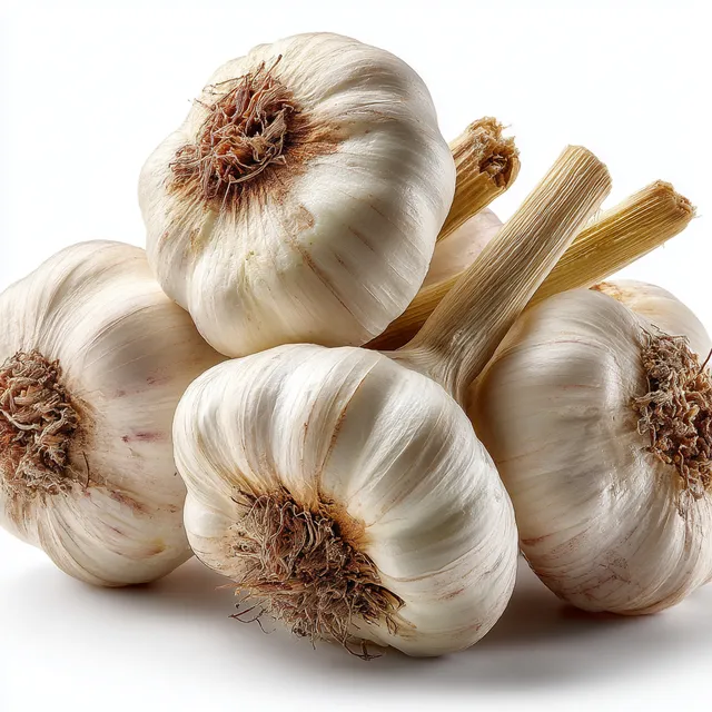 Fresh Garlic Bulbs on White Background