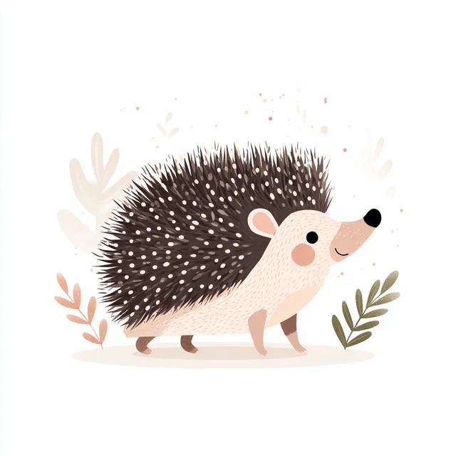 Cute Hedgehog Illustration in Minimalistic Style