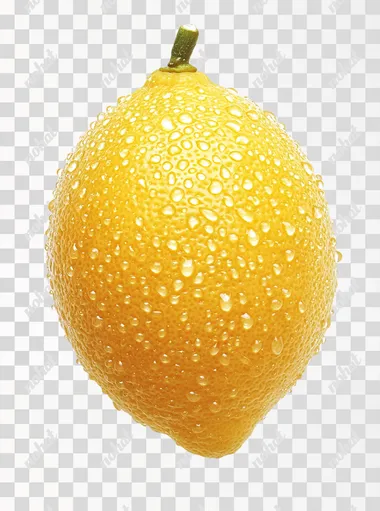 White background, water droplets with a lemon texture, yellow color, transparent effect, close-up shot, macro photography style, light and shadow effects, high saturation, fresh fruit tone, symmetrical composition, prominent details. High-definition image quality. The top left corner of the picture is white space for text.