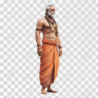 A Hindu man of 30 years is standing on the ground, white background, 3D animated image, he is facing left and that man is very handsome
