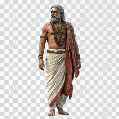 A Hindu man of 30 years is standing on the ground, white background, 3D animated image, he is facing left and that man is very handsome