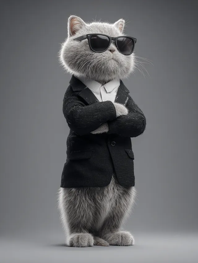 Stylish 3D British Shorthair Cat in Suit