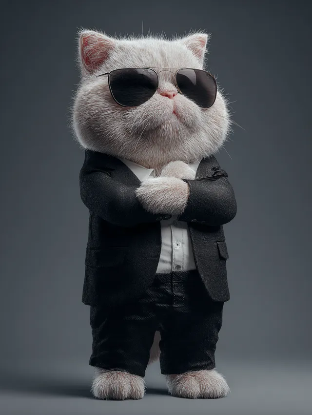 Stylish British Shorthair Cat in Formal Attire