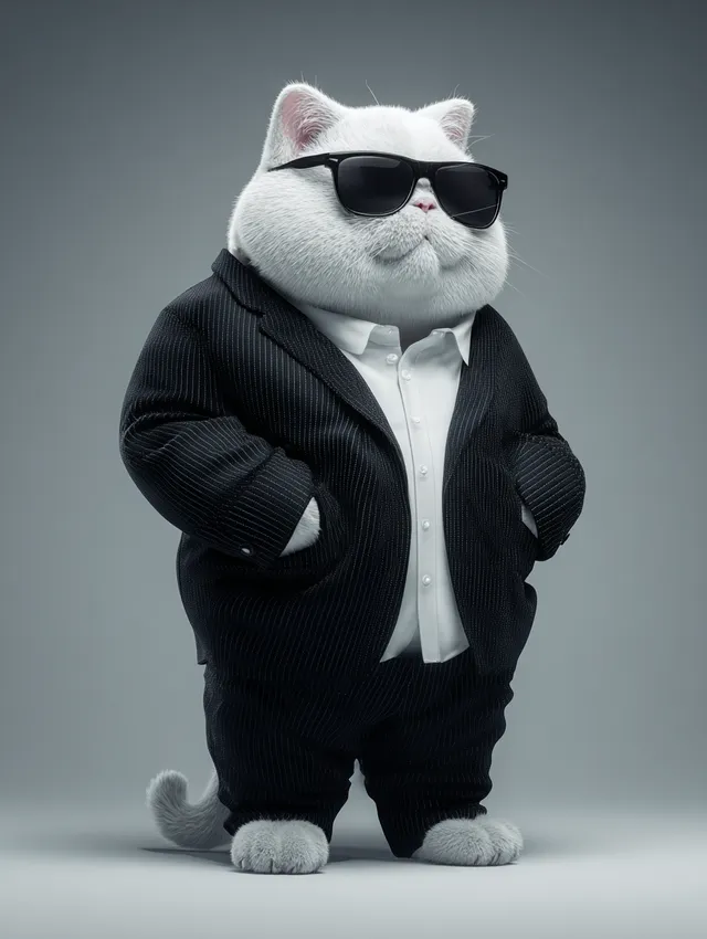 Stylish Anthropomorphic British Shorthair Cat in Formal Attire