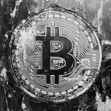 minimalistic black and white bitcoin art --s 250