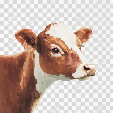 a photo of side view of a brown cow, white png background, realistic