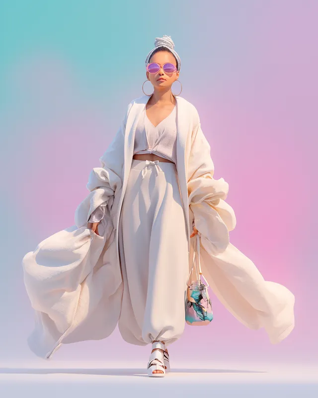 Confident Girl in Minimalist Fashion Walking Urban Style