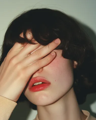 An epic minimal photography, young woman feeling upset, by [Jonpaul Douglass, Ren Hang, Jamie Hawkesworth, William Eggleston, Ren Hang, Defina Carmona], close-up photography, hard expression, award winning photography, kodak portra 400,   dfbshvr