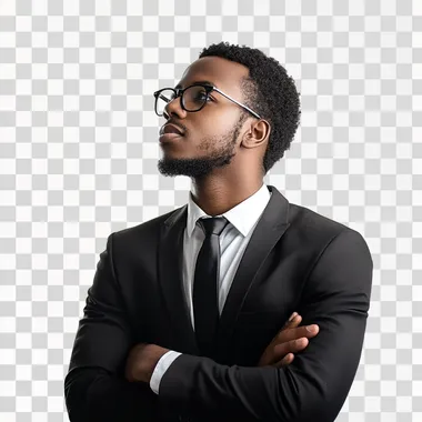 african american business man thinking standing white background