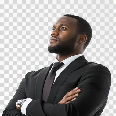 african american business man thinking standing white background