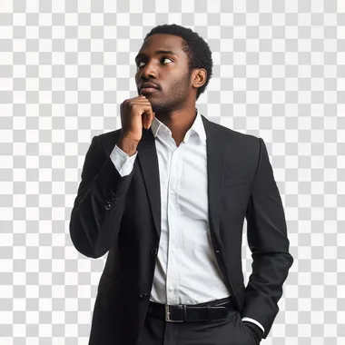african american business man thinking standing white background