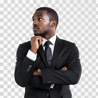 african american business man thinking standing white background
