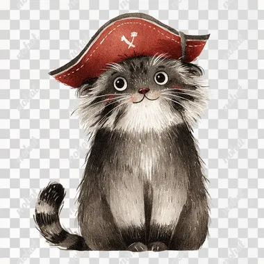cute manul pallas cat, pirate, isolated background   20240727 --sv 4
