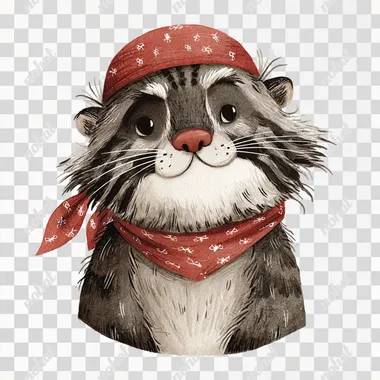 cute manul pallas cat, pirate, isolated background   20240727 --sv 4