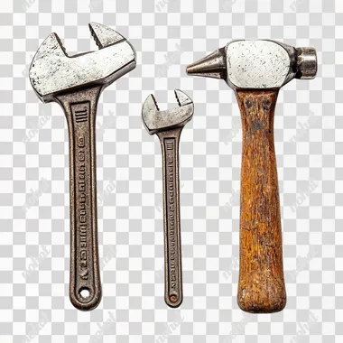 1 wrench, 1 hammer, logo, white background  --s 250