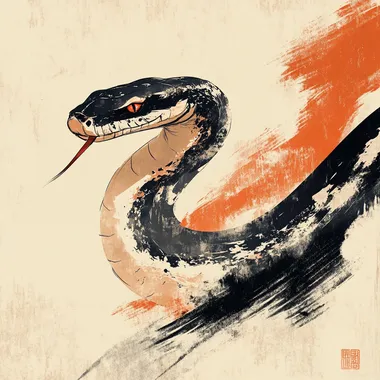 chinese new year 2025, year of snake, minimalist design, abstract, contemporary, simplified, fresh, ultramodern, unorthodox
