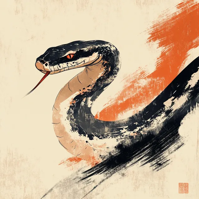 Snake Painting for Chinese New Year 2025: Minimalist Contemporary Art
