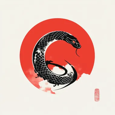 chinese new year 2025, year of snake, minimalist design, abstract, contemporary, simplified, fresh, ultramodern, unorthodox
