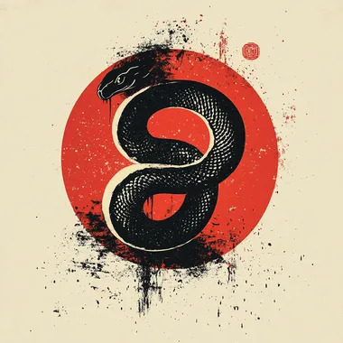 chinese new year 2025, year of snake, minimalist design, abstract, contemporary, simplified, fresh, ultramodern, unorthodox