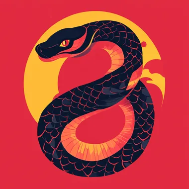 chinese new year 2025, year of snake, minimalist design, abstract, contemporary, simplified, fresh, ultramodern, unorthodox