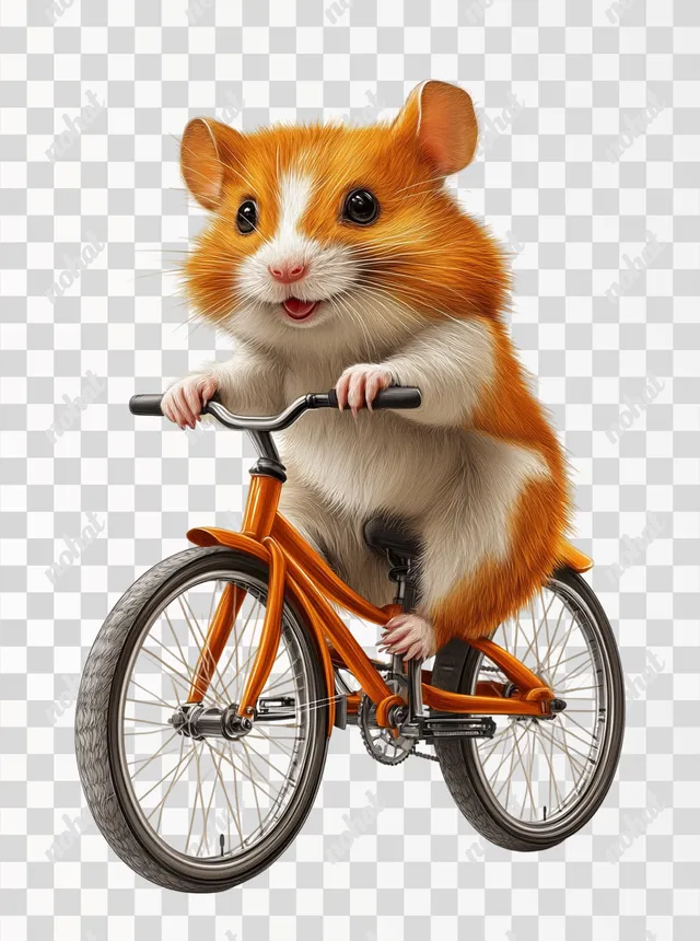 PNG Hamster on Bicycle: Brown and Orange Fur in Home Environment Art