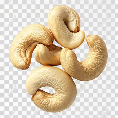 multiple cashewnut, isolated on a white background. High-resolution photograph, extreme realism photography. --s 250