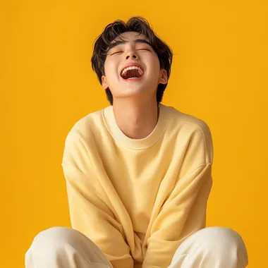 Realistic full body photography of teen people 20 year old Korean style face enjoying, Turn sideways, wow reaction, Excited and happy face, Advertising style