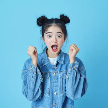 Realistic full body photography of teen people 20 year old Korean style face enjoying, Turn sideways, wow reaction, Excited and happy face, Advertising style